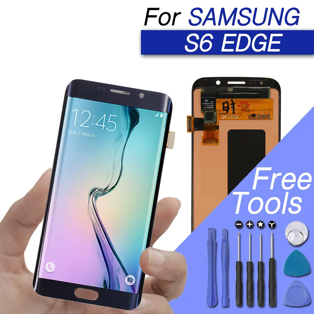 Замена ЖК дисплея для samsung galaxy s6 edge дисплей дигитайзер экран в сборе G925F сенсорный