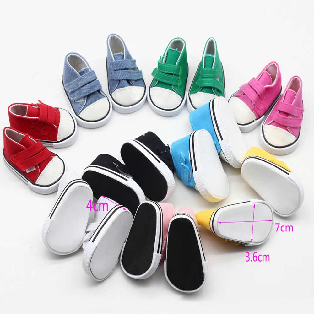 43cm Reborn Baby Doll Shoes White Black Red Blue Canvas Shoes for 18inch Girl Dolls Mini Fashion Shoes American Doll Accessories