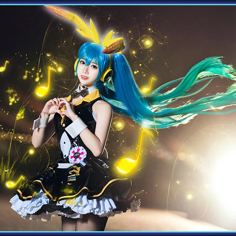 CosplayLove Vocaloid Miku Bunny Girl Косплей Костюм Черное платье для женщин Хэллоуин