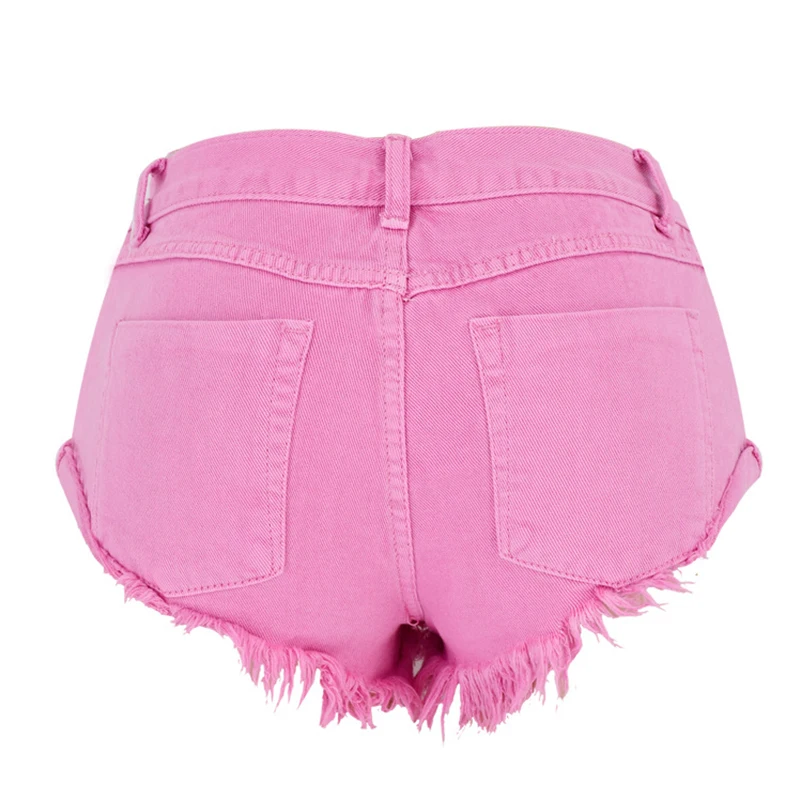 Low Waist Macaron Pink Jeans Shorts Women High Street Pantaloncini Donna Mujer 2019 Summer Denim | Женская одежда
