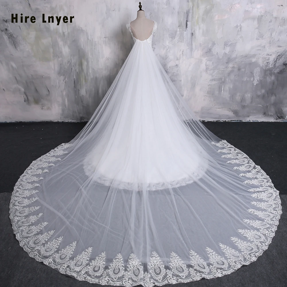 Hire Lnyer Новое поступление Vestido De Noiva аппликация с бисером на талии съемный шлейф