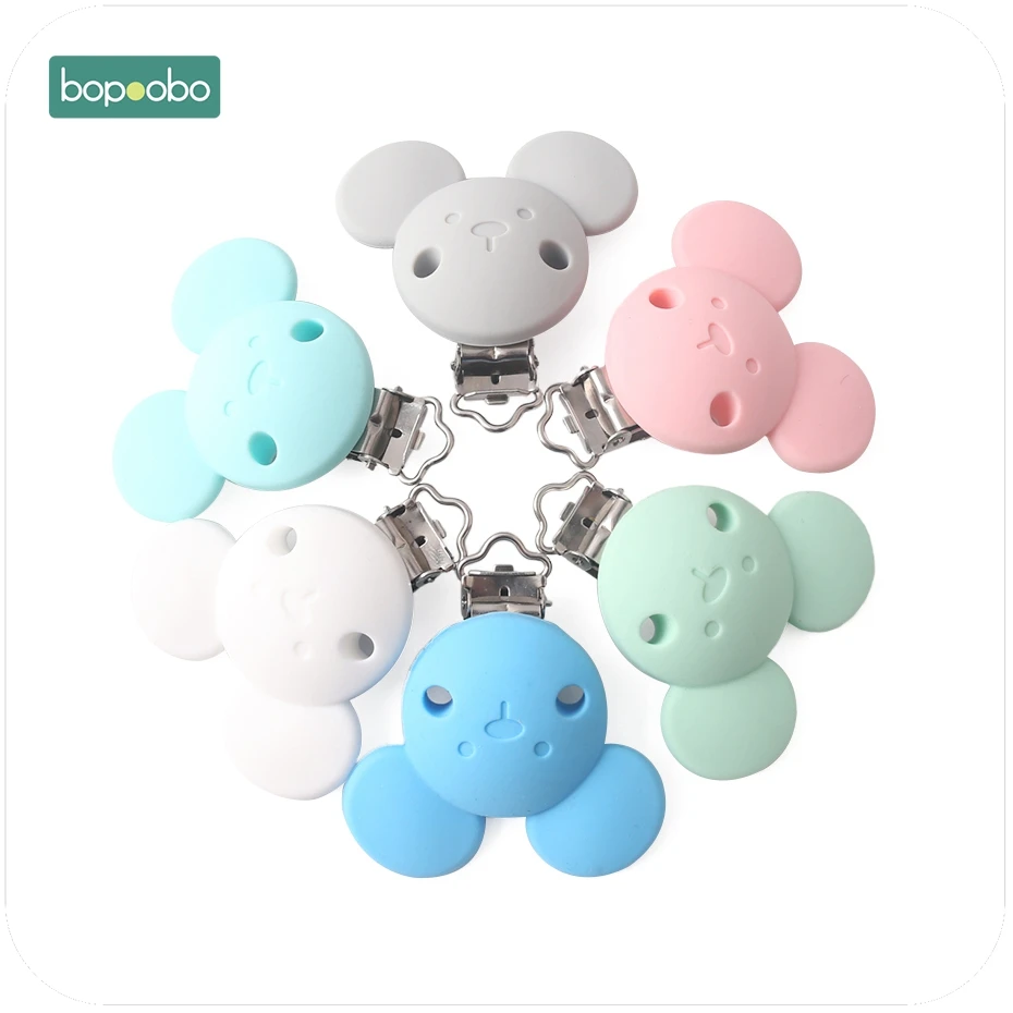 

Bopoobo 5PC Lovely Bear Silicone Mouse Pacifier Clip Baby Teether Teething Accessories DIY Crafts Pacifier Holder Safe Teether