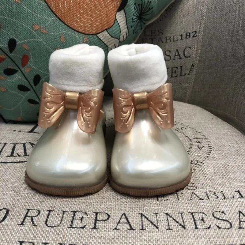 Melissa Kids/детские непромокаемые сапоги с милым бантиком обувь для девочек PVC3 новые