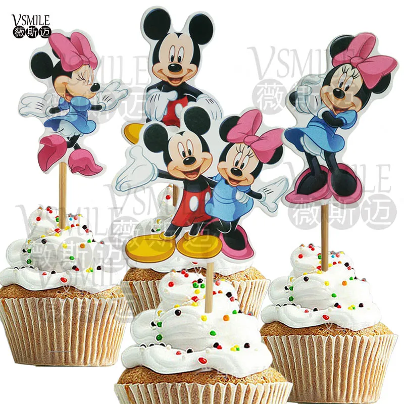 Новое поступление 72 шт./лот милый Микки Минни Маус Губка Боб кекс топперы выбрать