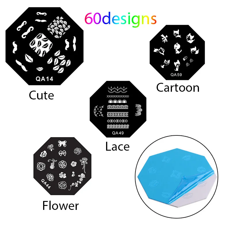 Рождество дизайн ногтей шаблоны кружева мультфильм цветок шаблон для стемпинга