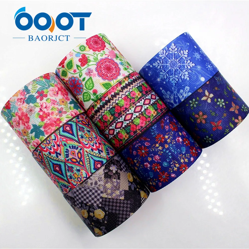 

OOOT BAORJCT 17110810 38mm 10 yards Flower Ribbons Thermal transfer Printed grosgrain Wedding Accessories DIY handmade material