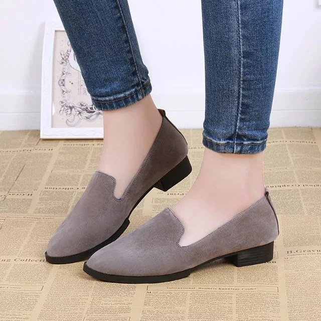 Женские Фланелевые лоферы на низком квадратном каблуке для отдыха Zapatos De Mujer лето