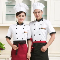 high quality 2018 new short sleeved chef service hotel working wear restaurant work clothes white tooling uniform cook tops