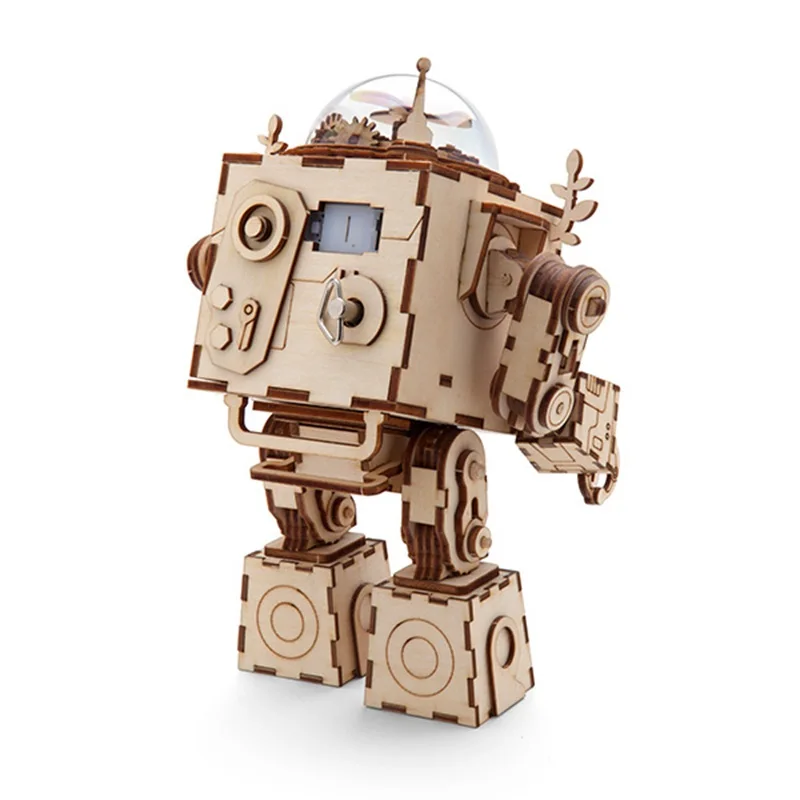 Robotime DIY сборные деревянные модели наборы модель робота с музыкальной коробкой