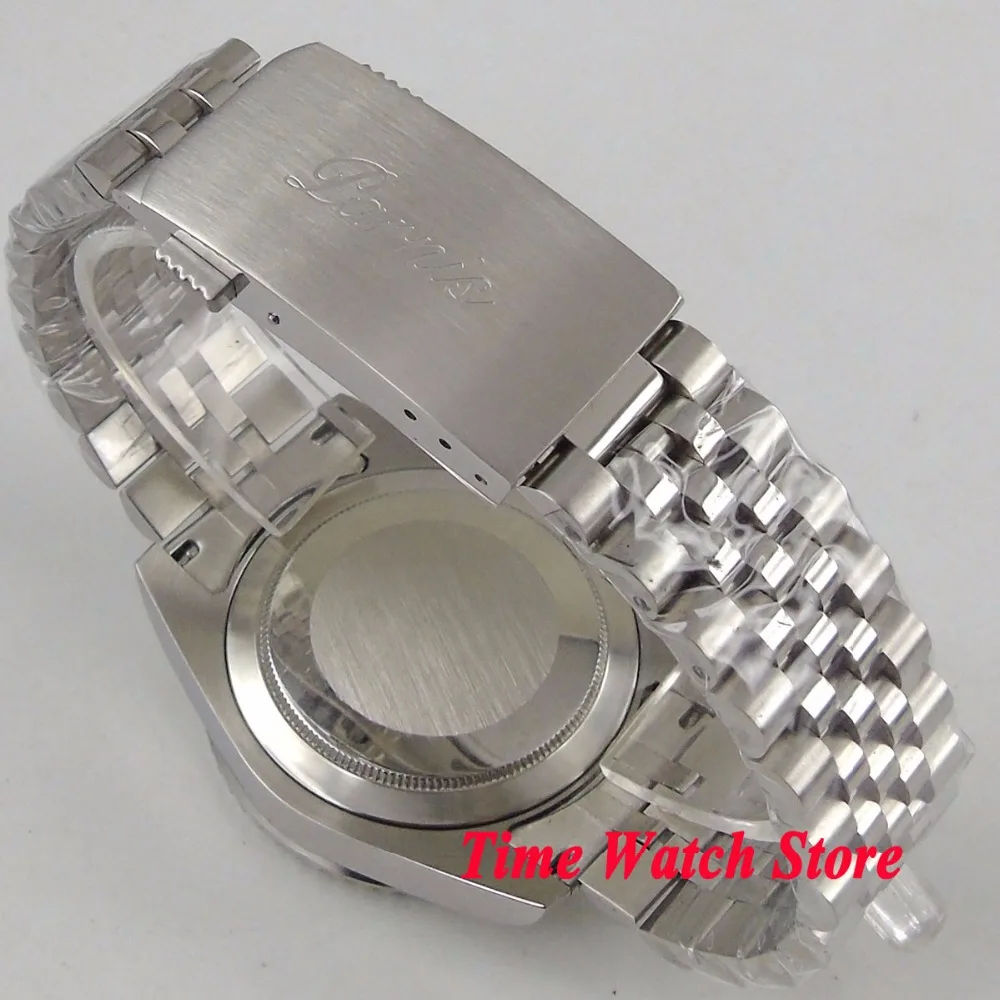 Мужские механические часы 40 мм PARNIS без логотипа водонепроницаемый черный