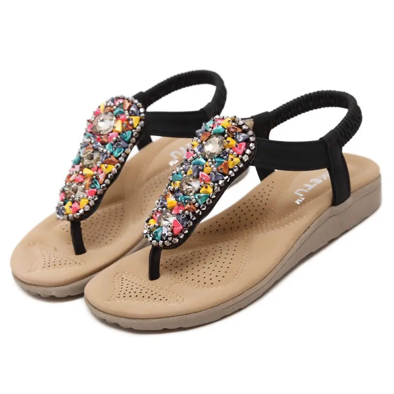 Siketu Женские босоножки в богемном стиле Бисер Стразы Летняя женская обувь без