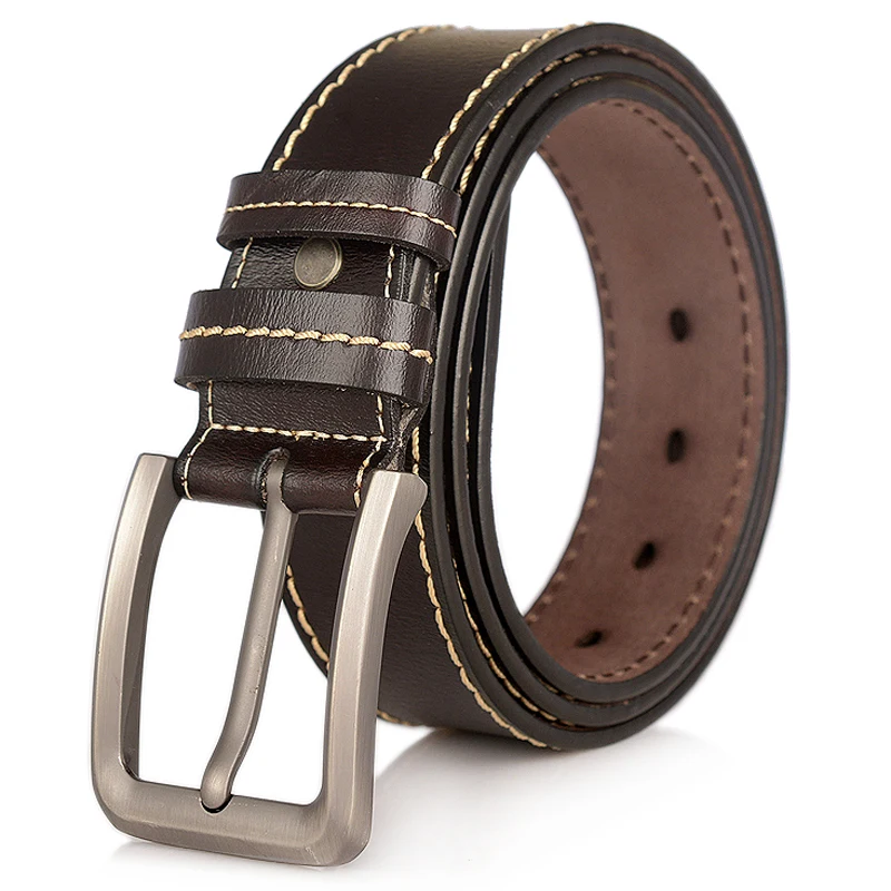 

202 New Designer Genuine Leather Men Belt High Quality Causal Pin Buckle Real Cow Leather Male Waist Straps Belt for Jeans Cinto