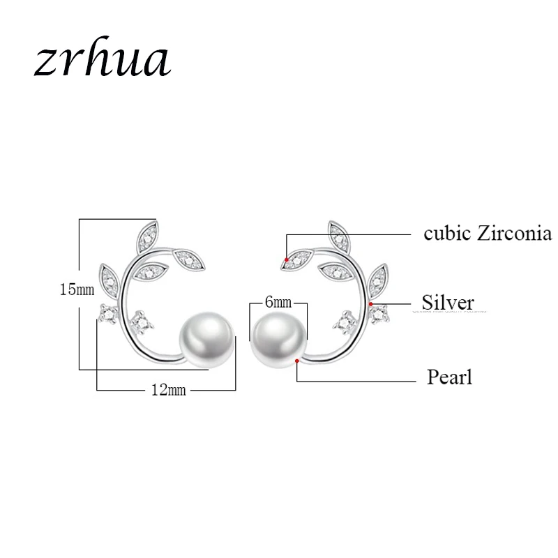 ZRHUA ультрамодные романтичные женские серебряные Цвет Стад Серьги с кубическим