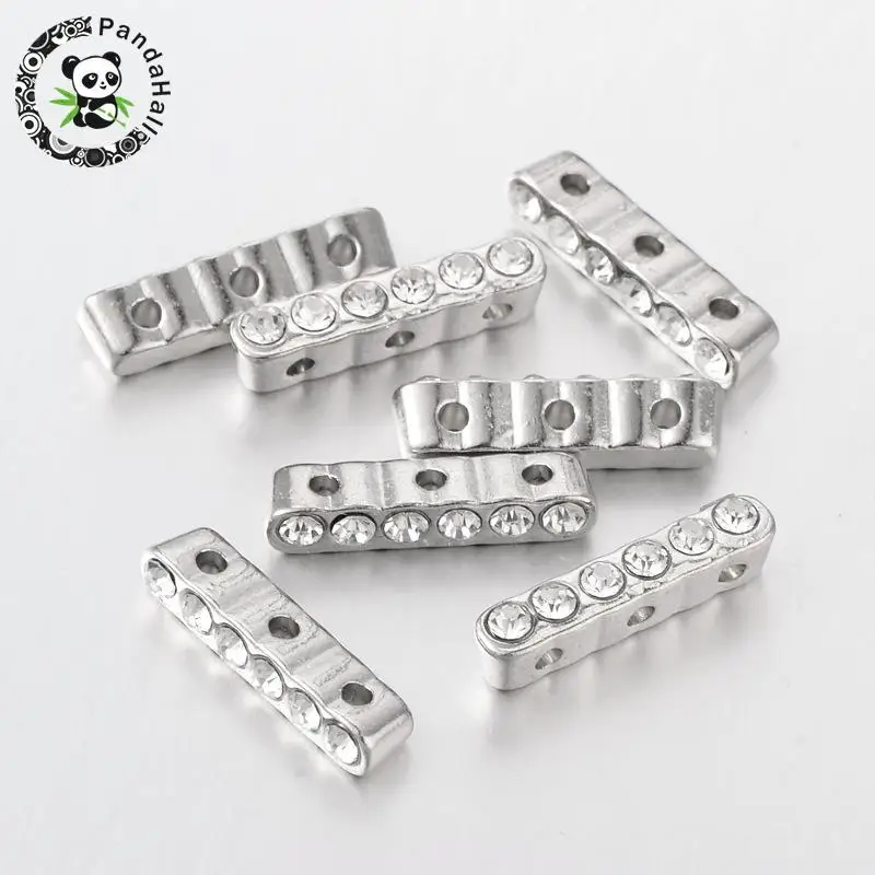 

Alloy Bar Spacer for Jewelry Making DIY Platinum with Grade A Rhinestone Crystal Size: 20x4x5mm, hole: 1mm