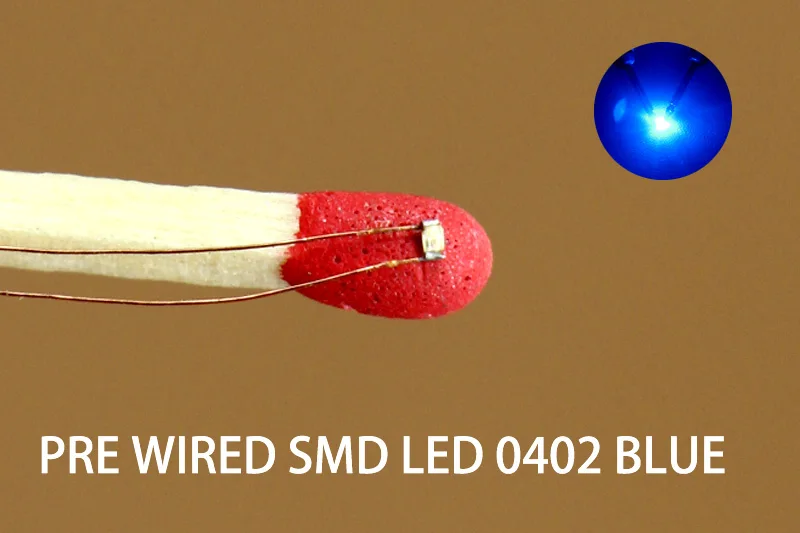 C0402 40 шт. предварительно припаянные микро 0,1 мм с медной проволокой 0402 SMD Led разных цветов красный оранжевый синий желтый зеленый - Цвет: Blue