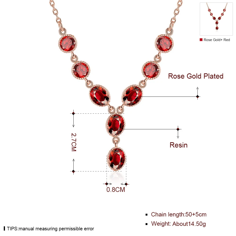 Для женщин Мода ретро свадебные смолы Antique Rose Gold Цвет красный циркон кулоны для |
