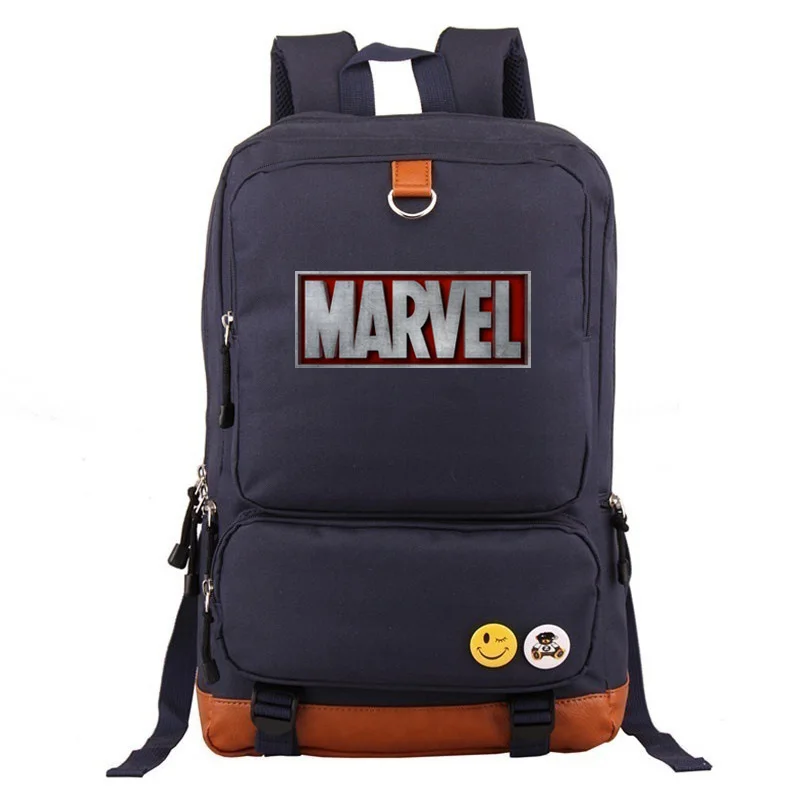 15 Многоцветная школьная сумка с надписью Marvel Мститель для мальчиков и девочек, женский рюкзак, школьные сумки для подростков, Холщовый мужской рюкзак для студентов - Цвет: 15
