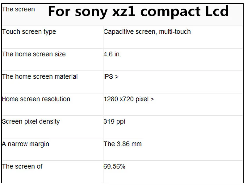 4," 1280x720 ips lcd для SONY Xperia XZ1 Compact display XZ1 MINI lcd с сенсорным экраном дигитайзер Запасные части