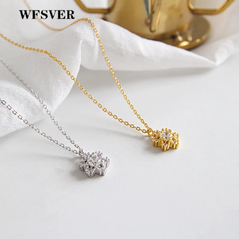 WFSVER золото/серебро цвет цветок подвеска с кристаллом ожерелье для женщин 925