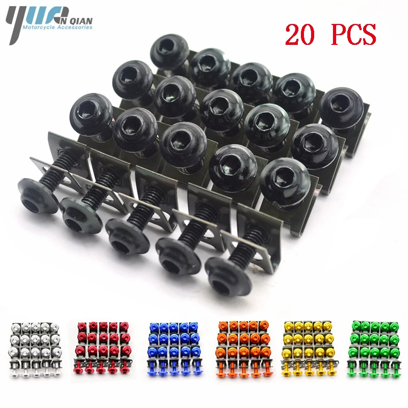 20 PCS Motorcycle M6 Fairing Bolts Screws For Honda varadero transalp vtx 1300 1800 goldwing gl1800 CB600 BMW F800GS S1000RR|fairing bolts|motorcycle