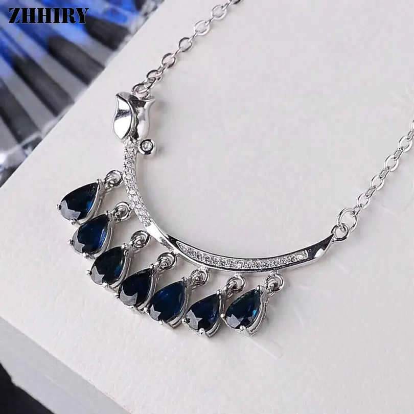 Женское Ожерелье ZHHIRY с натуральным сапфиром подвеска из серебра 925 пробы