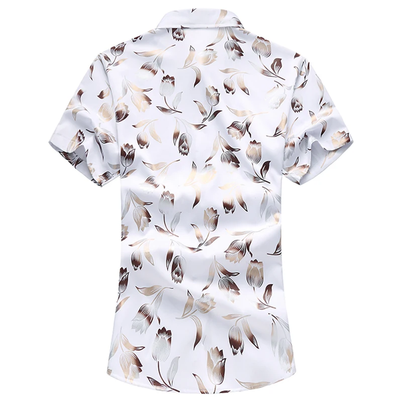 

Loldeal New Fashion Print Rose Flower Shirts For Men 2018 Casual Hip Hop Short Sleeve Shirt Men Camisas Masculinas 7XL