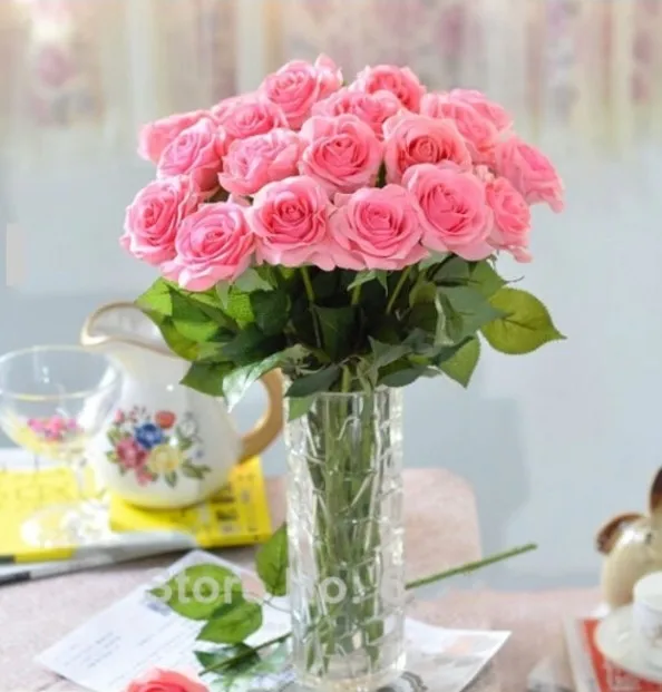 Moisturizing Wet real touch rose Latex artificial flower Home Decoration high simulation 44cm 7 colors 30PCS | Дом и сад