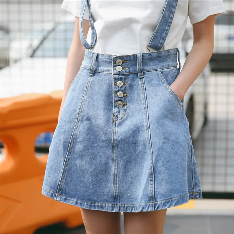 Юбки женские летние 2020 корейская мода Харадзюку Джинсовая юбка Съемная застежка