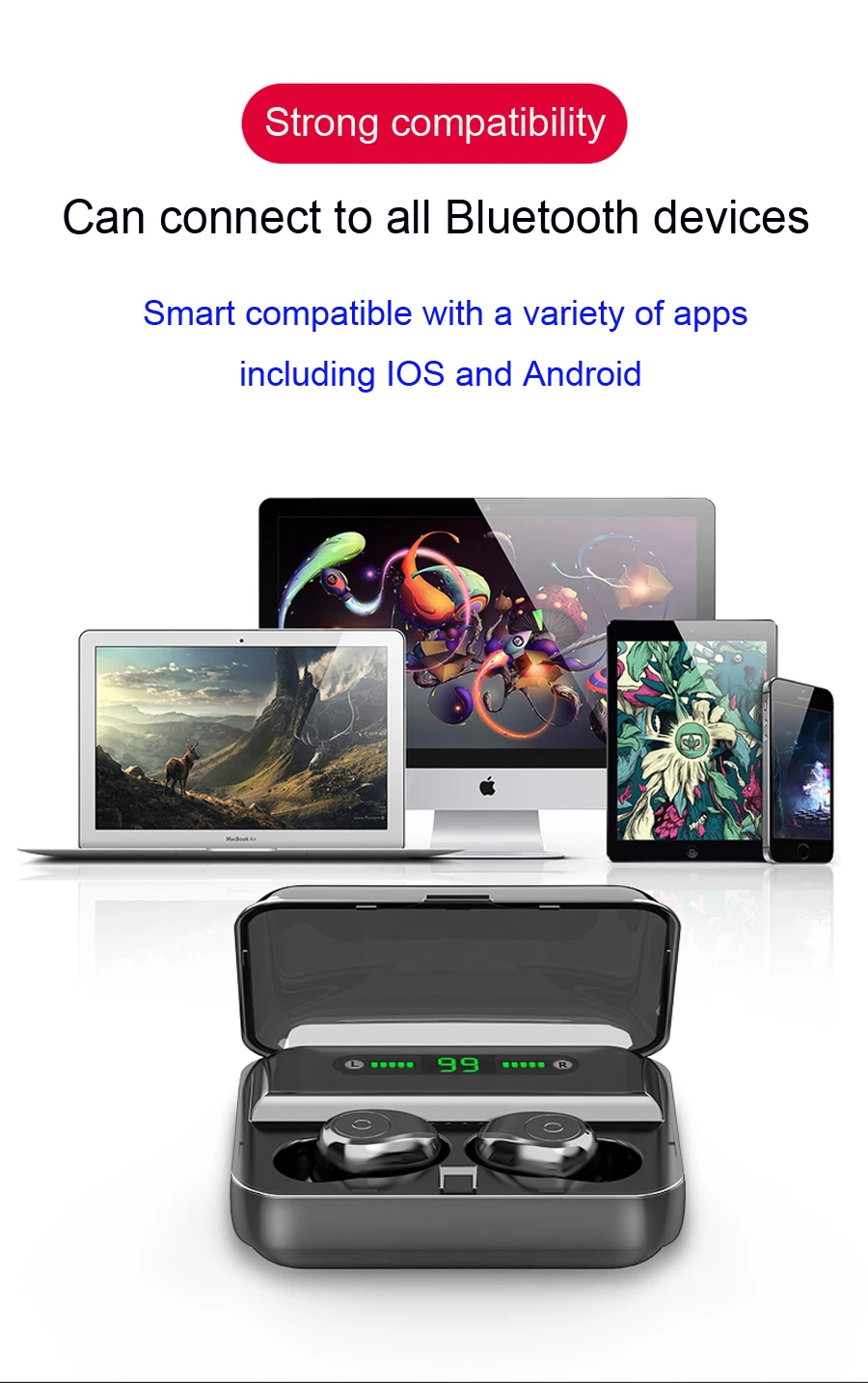 TWS, Bluetooth 5,0, беспроводные наушники, настоящие беспроводные стерео наушники, Hi-Fi спортивные наушники, гарнитура с микрофоном для телефона