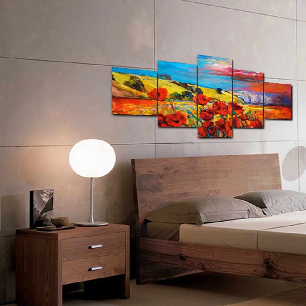 Abstract Modern Popular Wall Art Vintage Canvas Oil Painting Cartoon Animal 5 Panel Posters For Home Living Room Decor No Frame | Дом и сад
