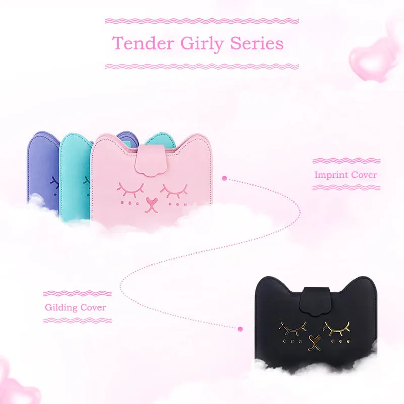 2019 серия Tender Girly Cute Meow Kawaii кожаный ноутбук A6 спиральный персональный ежедневник