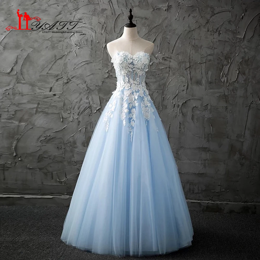 Настоящая фотография 2017 на заказ милое небесно-голубое кружевное платье с