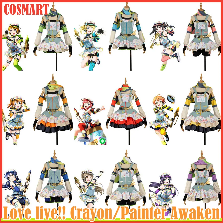 

Collection!Anime Love Live Crayon/Painter Awaken All Members Summer Lolita Daily Cloth Cosplay Costume For Women Outfit NEW 2018