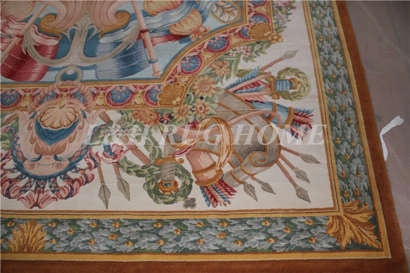 Kopen Gratis Verzending 10'x14' 90 Lijn Savonnerie Tapijt, Savonnerie Handgeknoopt Wollen Tapijt