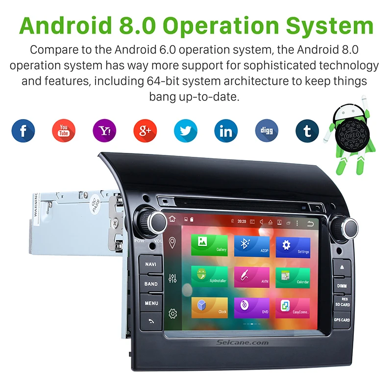 Распродажа Seicane Android 8 0 7 &quot1 Din автомобильный радиоприемник для Fiat Ducato DVD