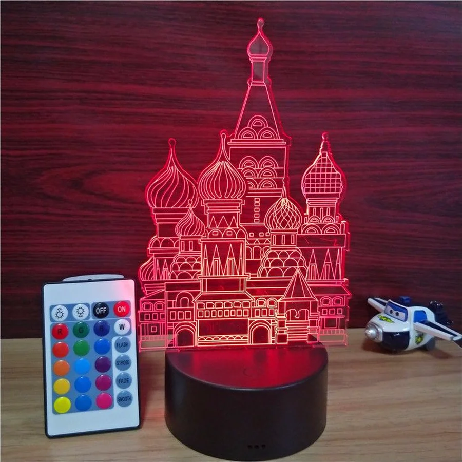 Подарок на день рождения замок акриловая 3D Голограмма Иллюзия ночник USB