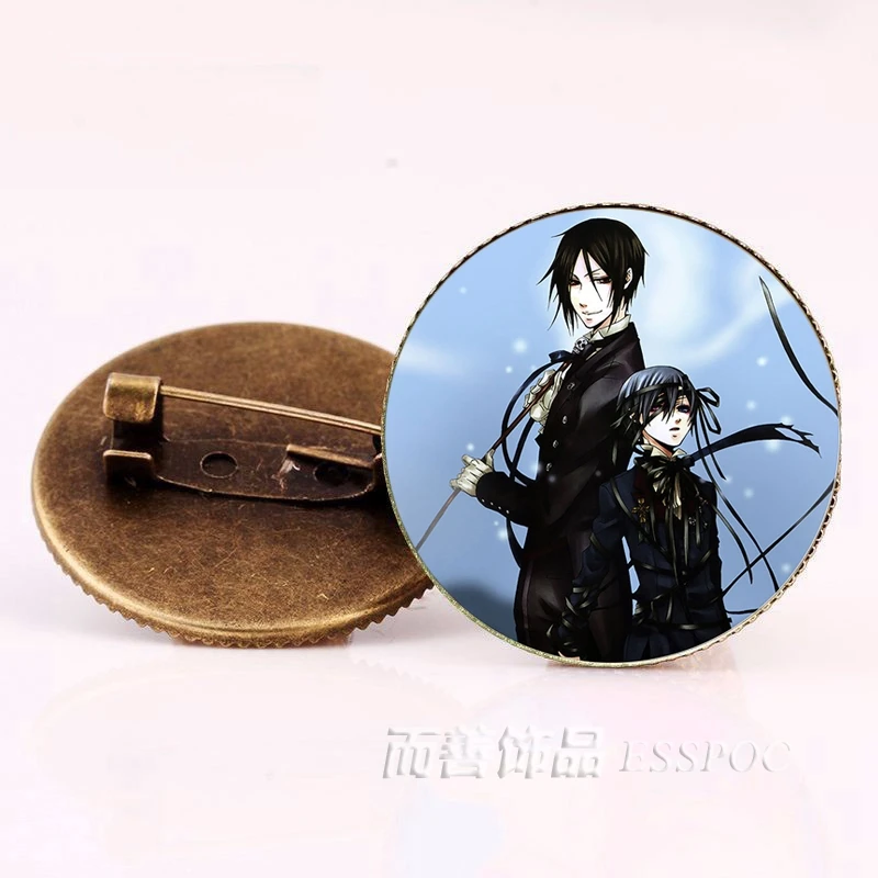 Аниме Черный дворецкий Броши Бронзовый значок Kuroshitsuji Ciel Phantomhive Себастиан Грелл Madame Red косплей подарок