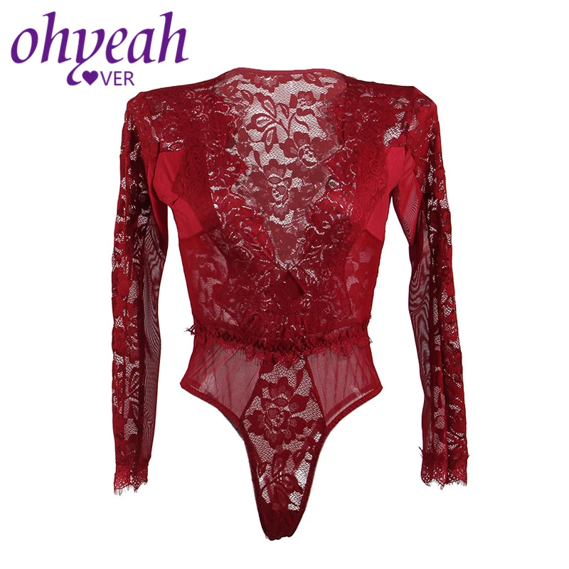 Ohyeahlover сексуальный Babydoll комбинезон летний Боди с длинным рукавом RM80588 Новое
