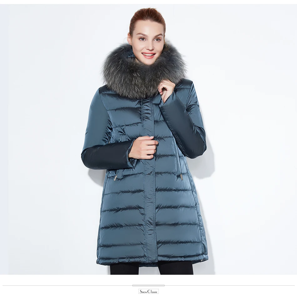 Зимний пиджак SnowClassic Модные женские толстые длинные пальто теплые куртки с капюшоном Регулируемая талия сплошной тонкий хлопок Мягкий