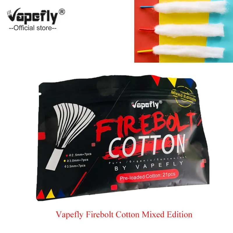 21 шт./упак. Vapefly Firebolt смешанные издание, вата для парения, поджатые органический хлопок шерсть для DIY RDA RTA RDTA бак