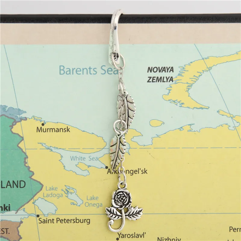 1 шт. милая Закладка-Роза Тибетский серебристый цвет амулеты с листьями книги Mark