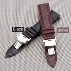 Ремешок для часов с бабочкой из натуральной кожи раскладной браслет с пряжкой коричневый черный Ремешки для наручных часов 18-24 мм