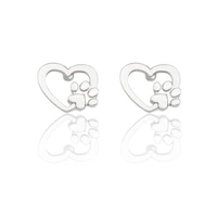 minimalist hollow heart stud earrings for women pet dog paw footprint earings cute animal jewelry accessories for girls brincos