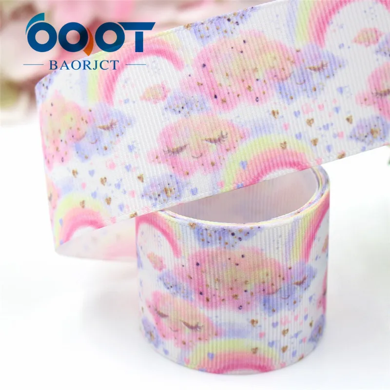 I-19221-409 OOOT BAORJCT I-19221-402, 38 мм, 10 ярдов Радужные облака термотрансферные печатные корсажные ленты, Бант кепки аксессуары украшения - Цвет: I-19221-409