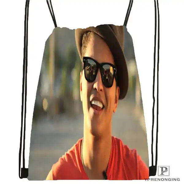 Custom Бруно Марс BW HD Drawstring рюкзак сумка милый детский (Черная задняя часть) 31x40 см