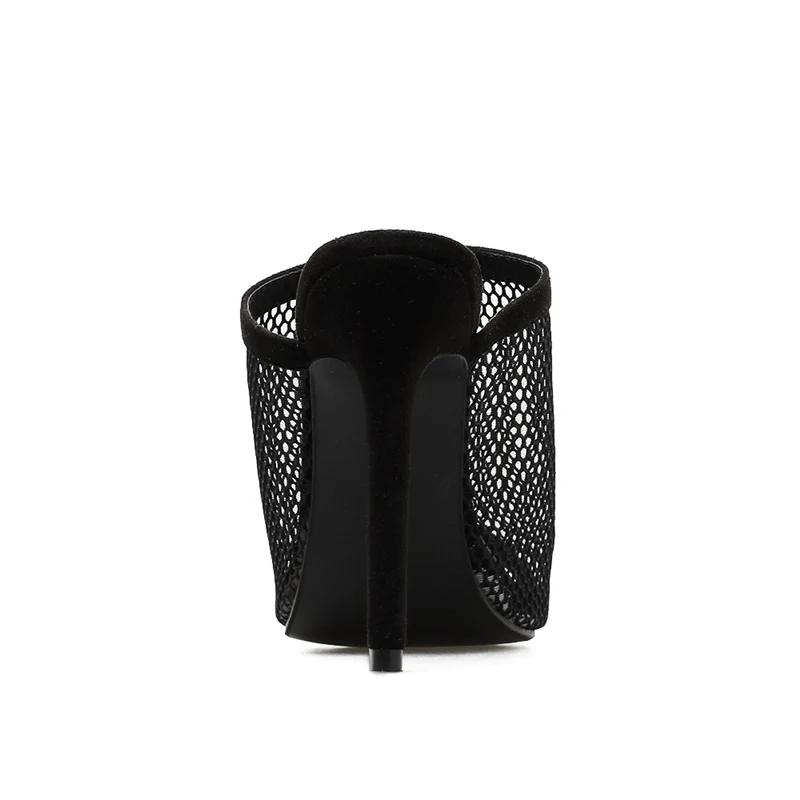 Женские шлепанцы на каблуке 11 5 см сетчатые с открытым носком шпильке модная