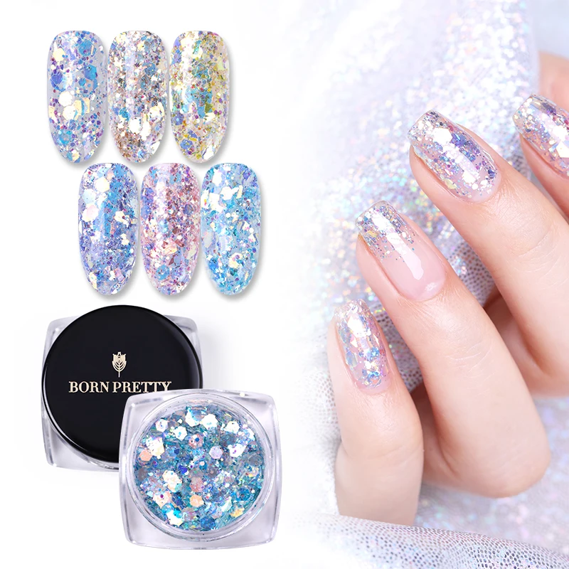 BORN PRETTY 1 г/кор. Красочные Блестки для ногтей Блестки Блестящие неравномерные блестки хлопья порошок ногтей искусство для декора