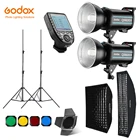 Вссветильник шка Godox QS600II 2x600Ws для фотостудии, триггер XPRO, софтбокс, стойка для светильник щения 280 см, дверь сарая, встроенные приемники для вспышки