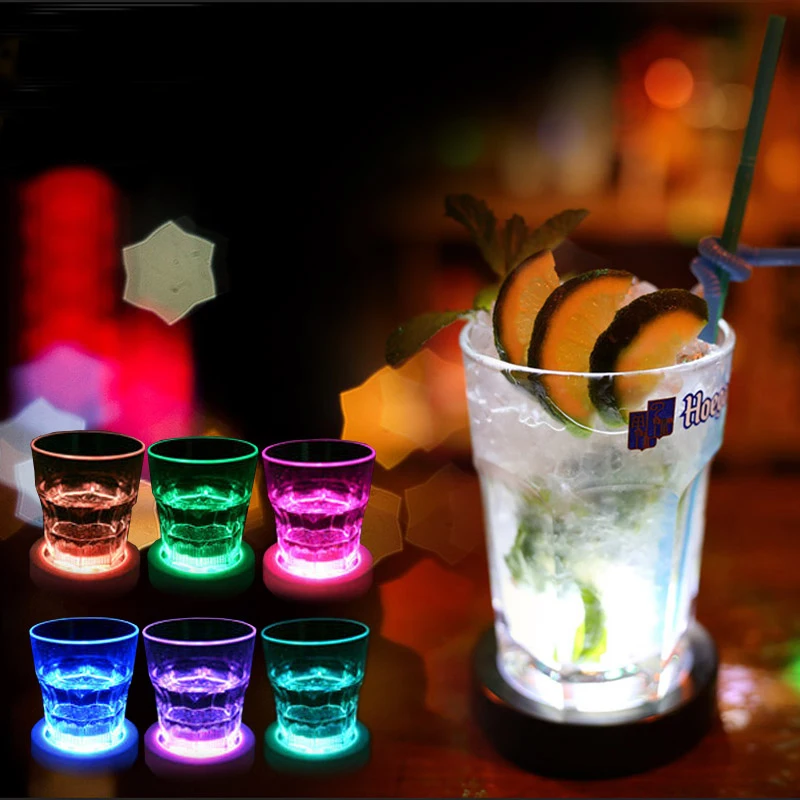 СВЕТОДИОДНЫЙ цветной мигающий светильник Coaster чашки для бутылок RGB меняющий цвет