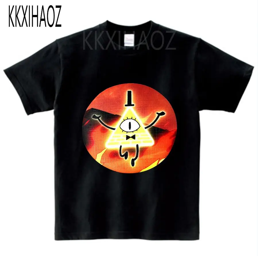 black childreT-shirt Футболка с принтом «Gravity Falls» для мальчиков и девочек, футболка с принтом «Mabel Dipper Pine», Забавная детская одежда, Enfant, лето, футболка с короткими рукавами - Цвет: black childreT-shirt